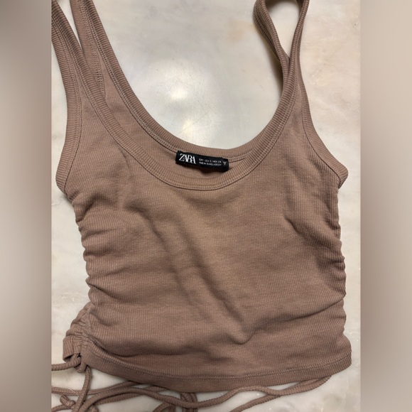 Brown Ribbed Crop Top - Picture 2 of 2